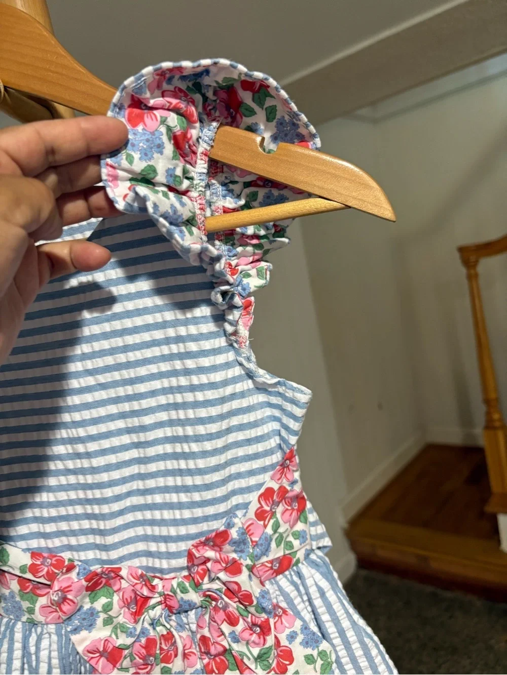 Bonnie Jean Stripe Floral Band Dress Size 10